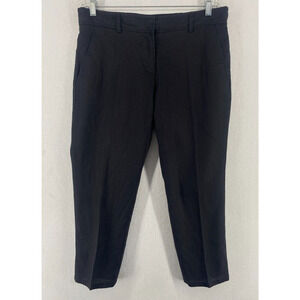 EILEEN FISHER Pants S Organic Linen Tapered Ankle Trouser Flat Front Black